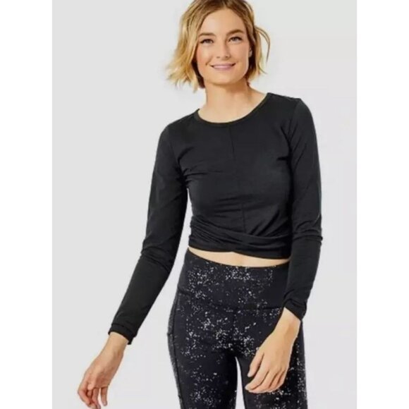 Lilly Pulitzer Luxletic Greer Cropped Top Women's Size XXS in Onyx Black - GUC - Picture 1 of 9